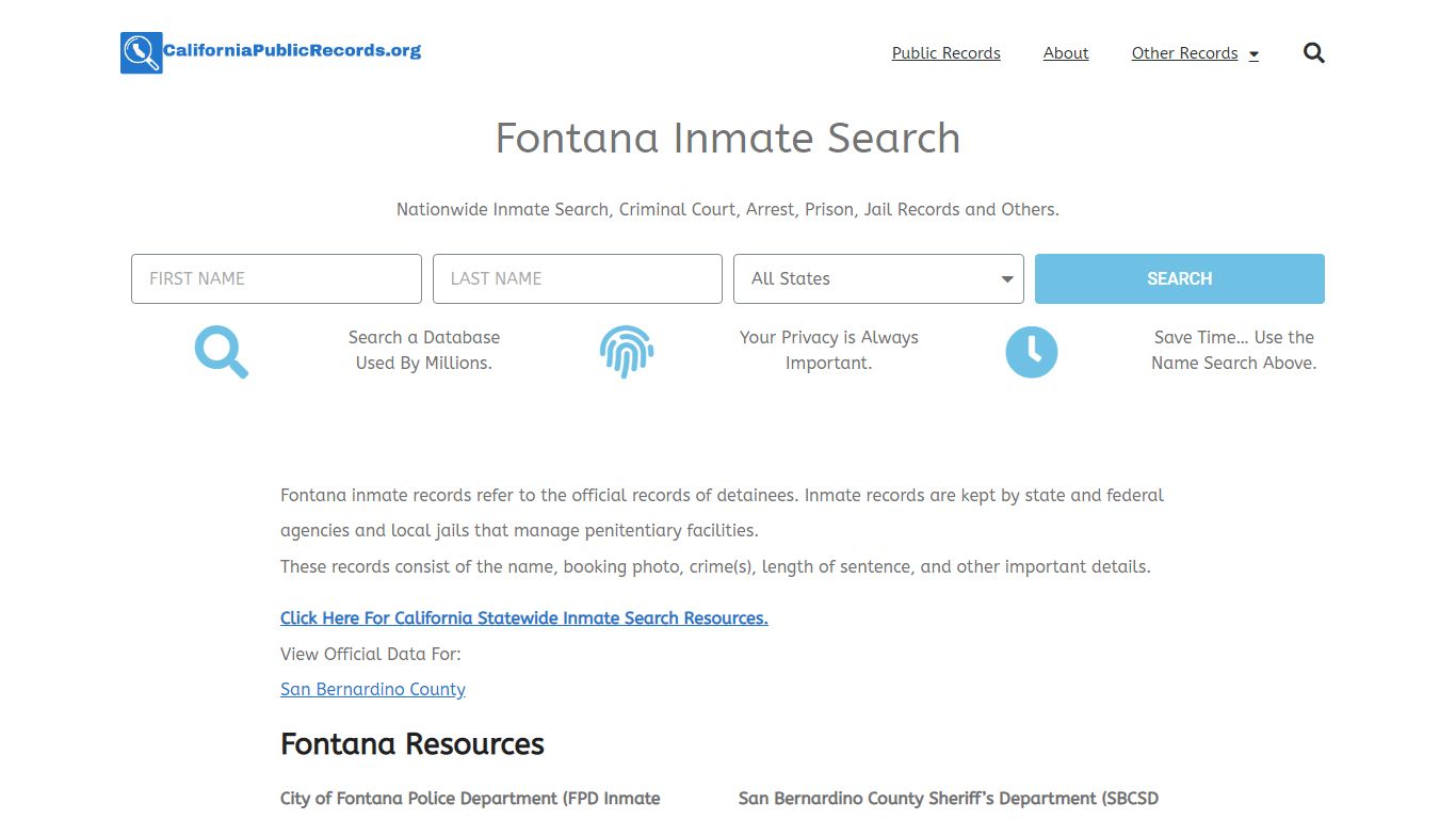 Fontana Inmate Search - Current & Past FPD CA Jail Records