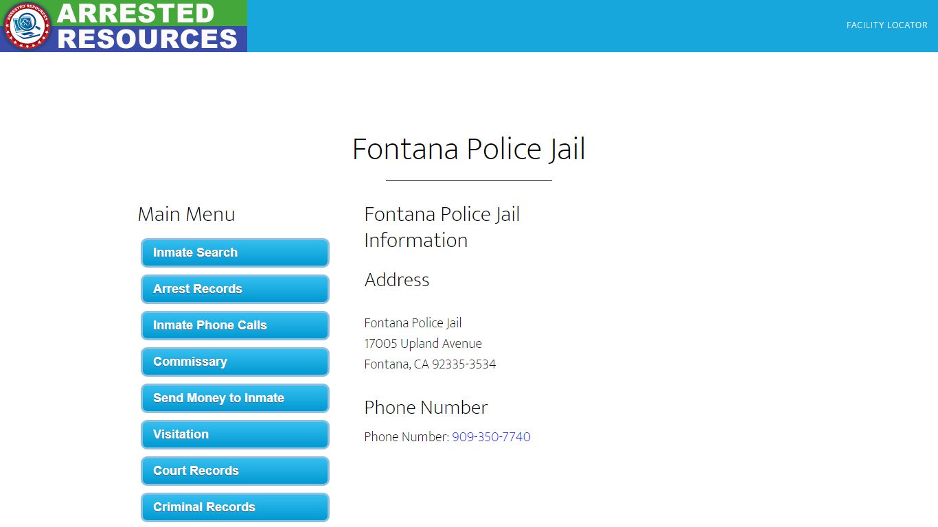 Fontana Police Jail - Inmate Search - Fontana, CA - Arrested Resources